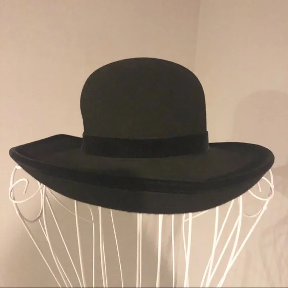 Vintage Bloomingdales Black 100% Wool Wide Brim Hat - Picture 4 of 9